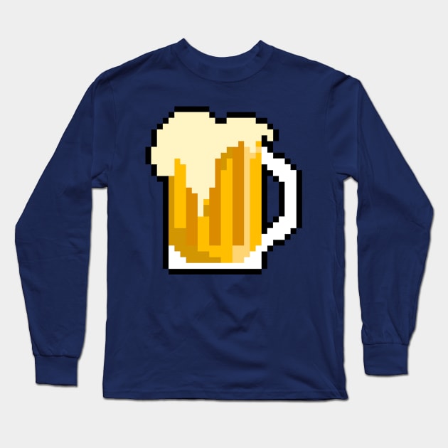 Beer Pixel Art Videogames Geek Long Sleeve T-Shirt by LuisP96